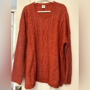 Cable Knit Sweater in Warm Orange